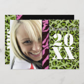 Zebra Leopard Print, Ankündigung von Abschlüssen (Vorne/Hinten)