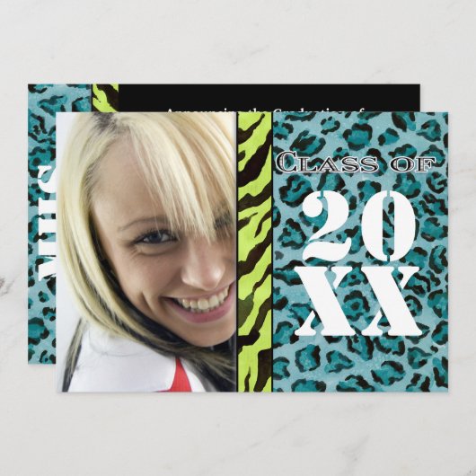 Zebra Leopard Print, Ankündigung von Abschlüssen (Vorne/Hinten)