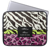 Zebra Leopard Print, Personalisierter Computerschl Laptopschutzhülle (Vorderseite)