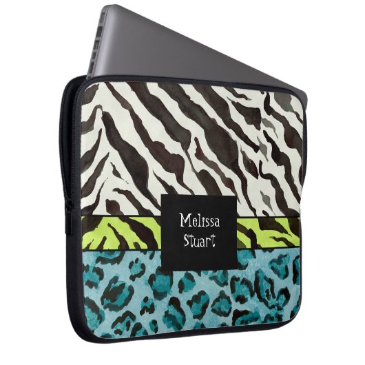 Zebra Leopard Print, Personalisierter Computerschl Laptopschutzhülle (Vorne Rechts)
