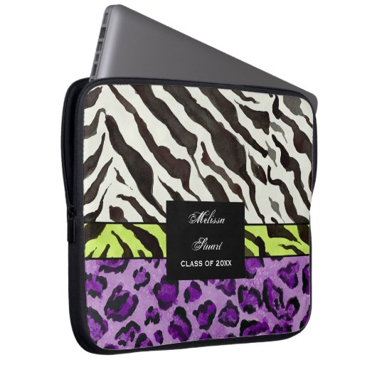Zebra Leopard Print, Personalisierter Computerschl Laptopschutzhülle (Vorne Rechts)