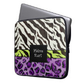 Zebra Leopard Print, Personalisierter Computerschl Laptopschutzhülle (Vorderseite Links)