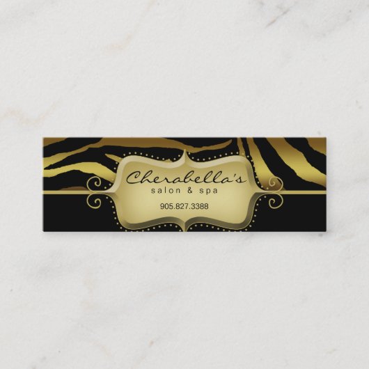 Zebra-Lesezeichen-danken Tiergoldschwarzes Ihnen Mini Visitenkarte (Vorderseite)