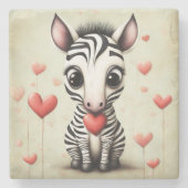 Zebra Liebe 1 Steinuntersetzer (Vorderseite)