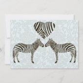 Zebra Liebe Blue Damask Style Einladung zur Hochze (Rückseite)