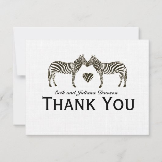Zebra Liebe Personalisiert Vielen Dank Hinweis Einladung (Vorderseite)