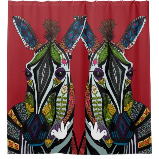 Zebra-Liebe rot Duschvorhang (Vorderseite)