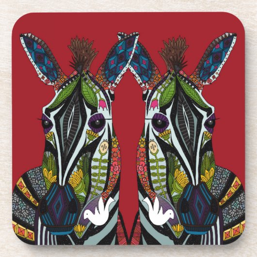 Zebra-Liebe rot Untersetzer (Vorderseite)