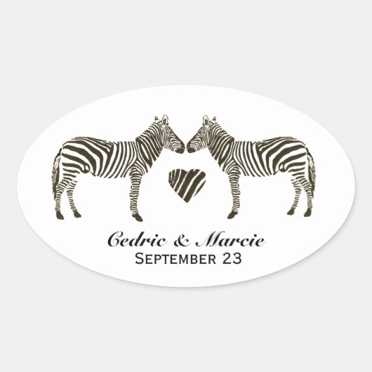Zebra-Liebe Save the Date Stickers (Vorderseite)