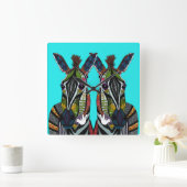 Zebra Liebe türkis Quadratische Wanduhr (Zuhause)