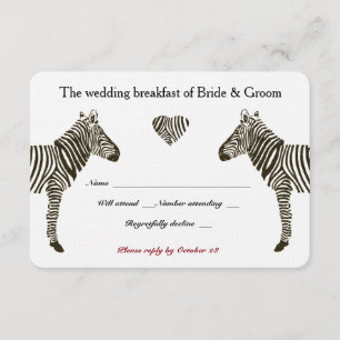 Zebra Liebe Wedding Breakfast UAWG RSVP Karte