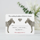 Zebra Liebe Wedding Breakfast UAWG RSVP Karte (Stehend Vorderseite)