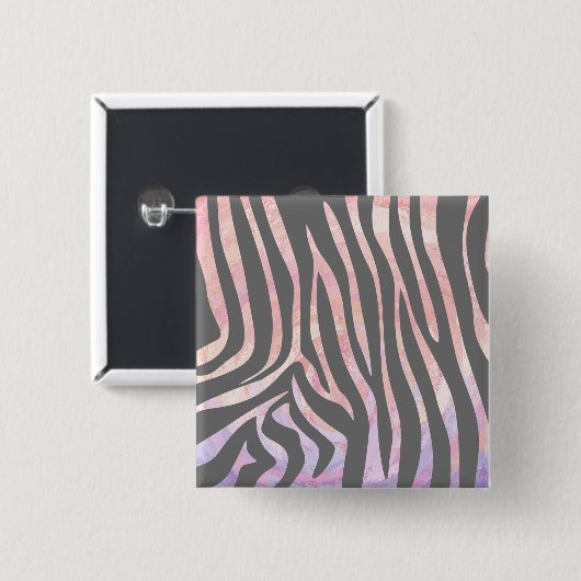 Zebra Light Gray and Pink Print Button (Vorne & Hinten)