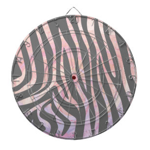 Zebra Light Gray and Pink Print Dartscheibe