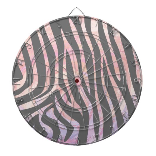 Zebra Light Gray and Pink Print Dartscheibe (vorne)