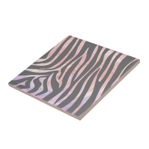 Zebra Light Gray and Pink Print Fliese