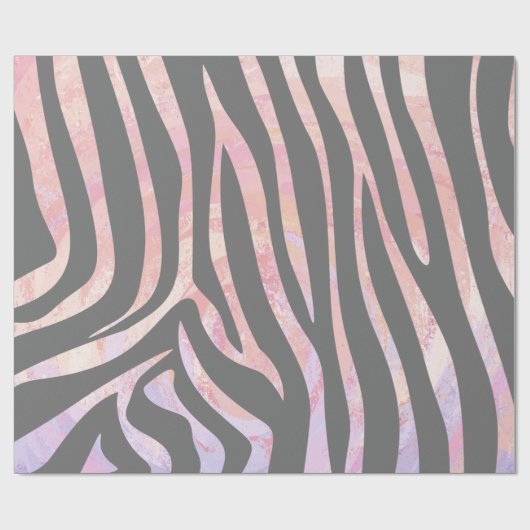 Zebra Light Gray and Pink Print Geschenkpapier (Flach)