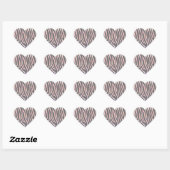 Zebra Light Gray and Pink Print Herz-Aufkleber (Blatt)