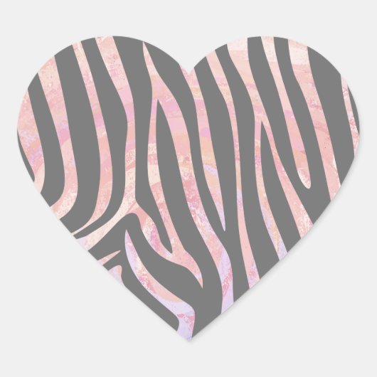 Zebra Light Gray and Pink Print Herz-Aufkleber (Vorderseite)