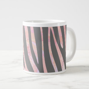 Zebra Light Gray and Pink Print Jumbo-Tasse