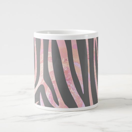 Zebra Light Gray and Pink Print Jumbo-Tasse (Vorderseite)