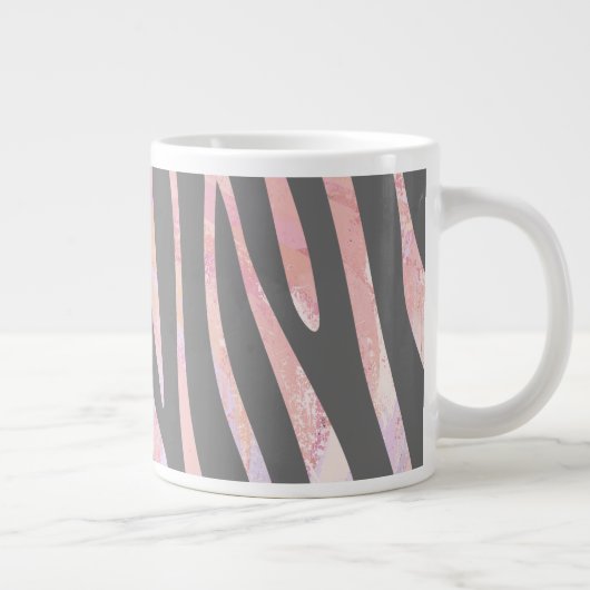 Zebra Light Gray and Pink Print Jumbo-Tasse (Rechts)