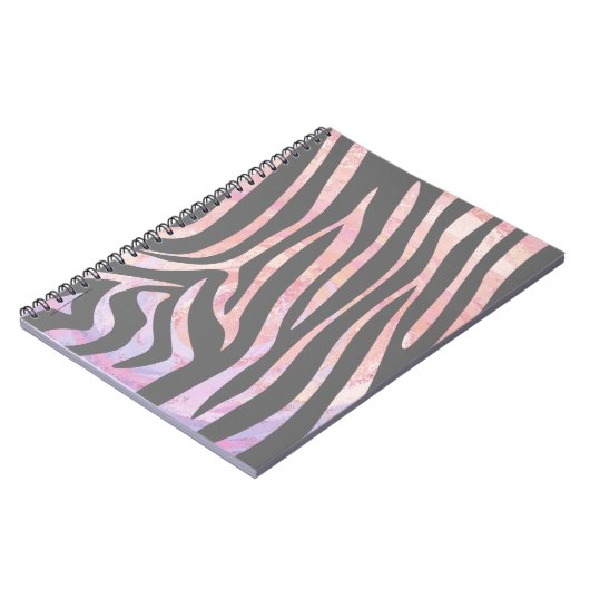 Zebra Light Gray and Pink Print Notizblock (Linke Seite)