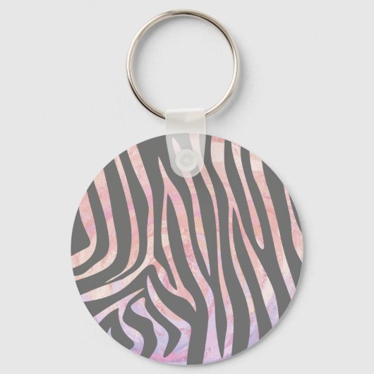 Zebra Light Gray and Pink Print Schlüsselanhänger (Vorderseite)
