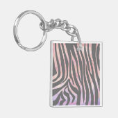 Zebra Light Gray and Pink Print Schlüsselanhänger (Vorderseite links)