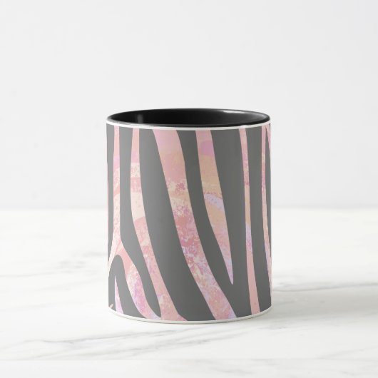 Zebra Light Gray and Pink Print Tasse (Zentrum)