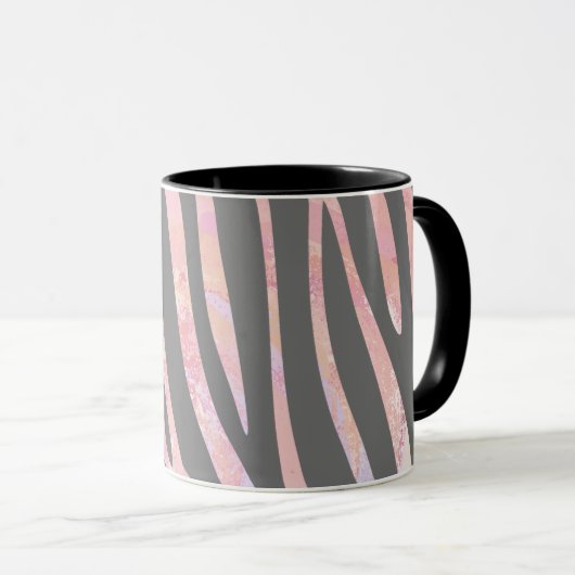 Zebra Light Gray and Pink Print Tasse (VorderseiteRechts)