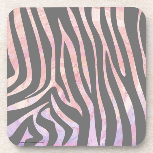 Zebra Light Gray and Pink Print Untersetzer (Vorderseite)