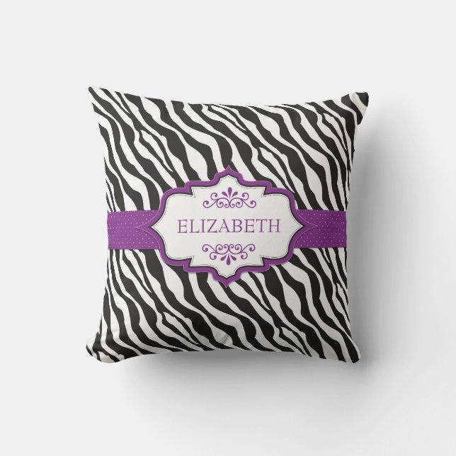 Zebra Lila Ribbon MoJo Pillow Kissen (Vorderseite)
