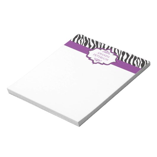 Zebra Lila Ribbon Notepad Notizblock (Rotiert)