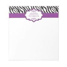 Zebra Lila Ribbon Notepad