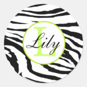 Zebra Limon Monogramm Name Aufkleber (Vorderseite)