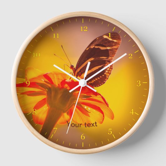 Zebra longwing butterfly on Tithonia flower Uhr (Vorderseite)