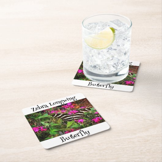 Zebra Longwing Butterfly Rechteckiger Pappuntersetzer (Vor Ort)