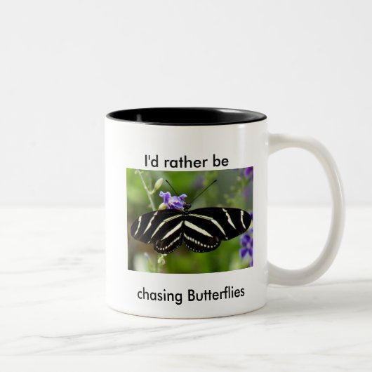Zebra Longwing Butterfly Tasse. Zweifarbige Tasse (Rechts)