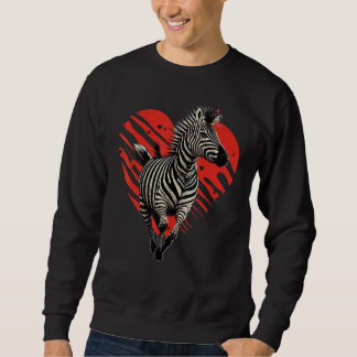 Zebra Love Heart for Valentines Day on Zebra  4 Sweatshirt