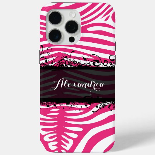 Zebra Lovers Pattern Pink und Schwarz Case-Mate iPhone Hülle (Rückseite)