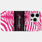 Zebra Lovers Pattern Pink und Schwarz Case-Mate iPhone Hülle (Rückseite (Horizontal))