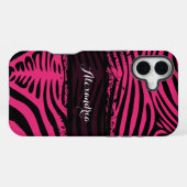 Zebra Lovers Pattern Pink und Schwarz iPhone Hülle (Rückseite (Horizontal))