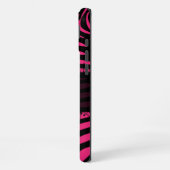 Zebra Lovers Pattern Pink und Schwarz iPhone Hülle (Linke Seite)
