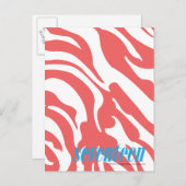Zebra LtPink Postkarte (Vorne/Hinten)