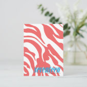 Zebra LtPink Postkarte (Stehend Vorderseite)