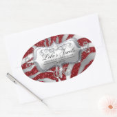 Zebra Luxury Juweliersticker Red Sparkle Silver Ovaler Aufkleber (Umschlag)