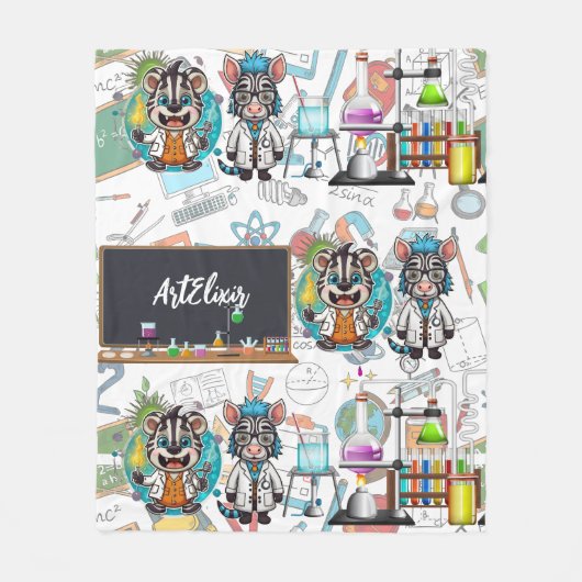 Zebra Mad Scientist Print Fleecedecke (Vorderseite)
