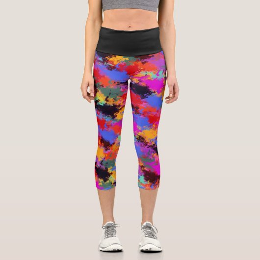 Zebra-Malerei Capri Leggings (Vorderseite)