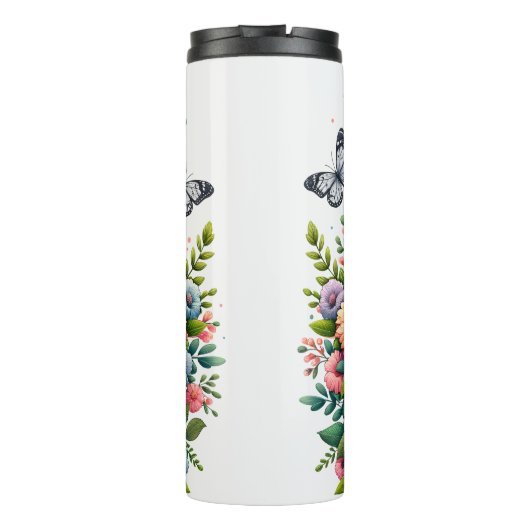 Zebra-Mama: Fohlen, Blume, Muttertag Thermosbecher (Rückseite)